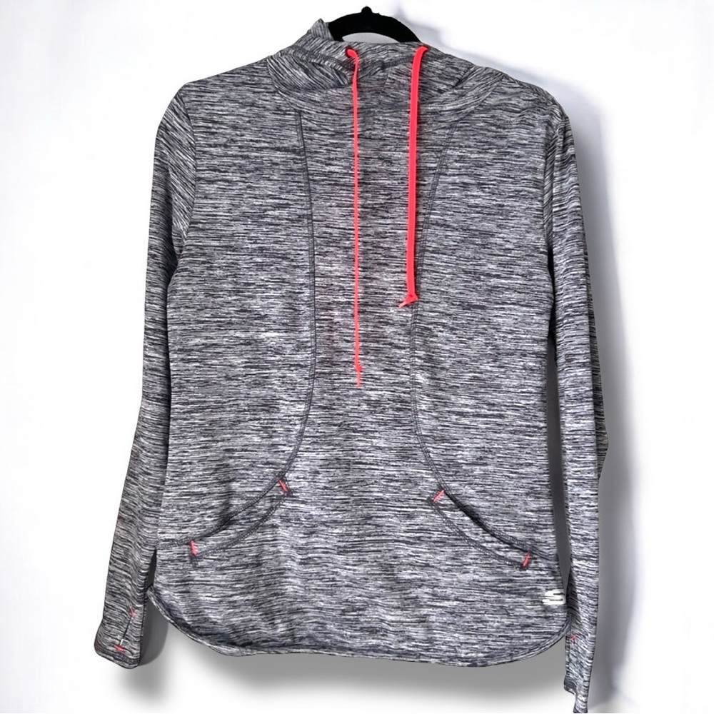 Gray Space-Dye Skechers Sport Pullover – Women’s M with Thumbholes & Funnel Neck